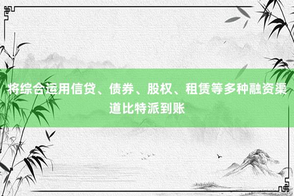 将综合运用信贷、债券、股权、租赁等多种融资渠道比特派到账