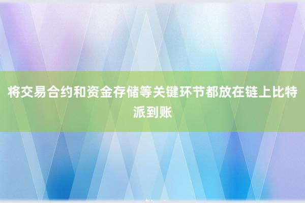 将交易合约和资金存储等关键环节都放在链上比特派到账