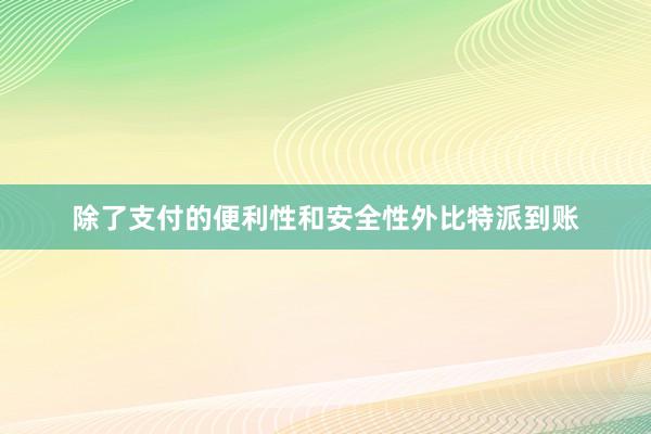 除了支付的便利性和安全性外比特派到账