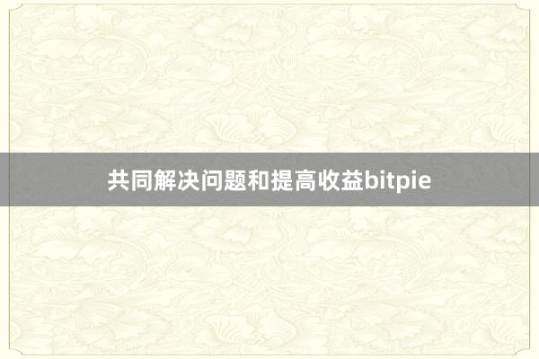 共同解决问题和提高收益bitpie