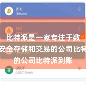 比特派是一家专注于数字货币安全存储和交易的公司比特派到账