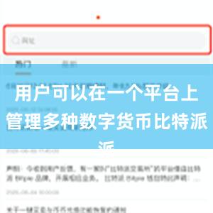 用户可以在一个平台上管理多种数字货币比特派